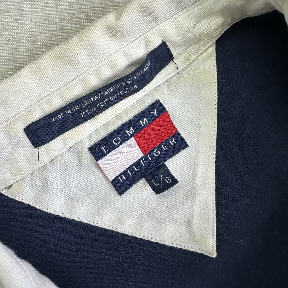 Vtg 1994 Tommy Hilfiger Crew Rowing Rugby Polo Shirt Men Large Navy Blue Preppy - Picture 5 of 8